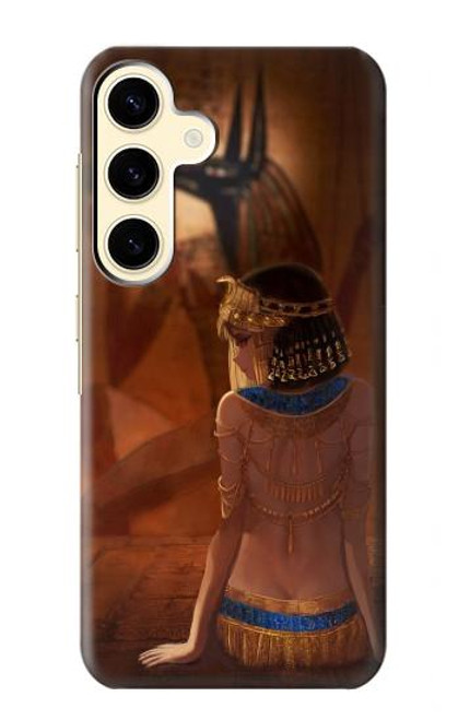 W3919 Egyptian Queen Cleopatra Anubis Hülle Schutzhülle Taschen und Leder Flip für Samsung Galaxy S24