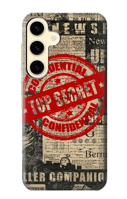 W3937 Text Top Secret Art Vintage Hülle Schutzhülle Taschen und Leder Flip für Samsung Galaxy S24