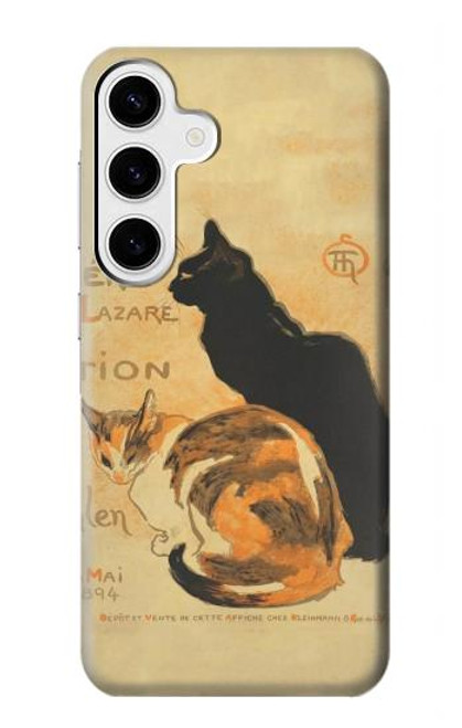 W3229 Vintage Cat Poster Hülle Schutzhülle Taschen und Leder Flip für Samsung Galaxy S24 Plus