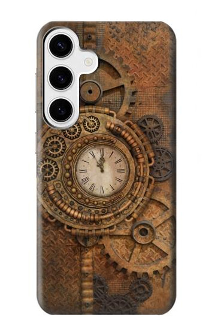W3401 Clock Gear Steampunk Hülle Schutzhülle Taschen und Leder Flip für Samsung Galaxy S24 Plus
