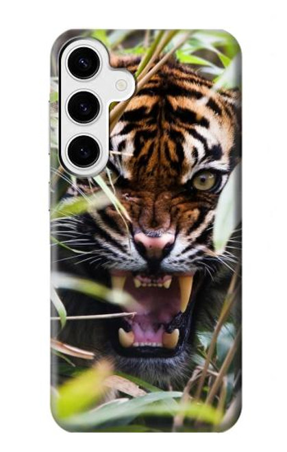 W3838 Barking Bengal Tiger Hülle Schutzhülle Taschen und Leder Flip für Samsung Galaxy S24 Plus