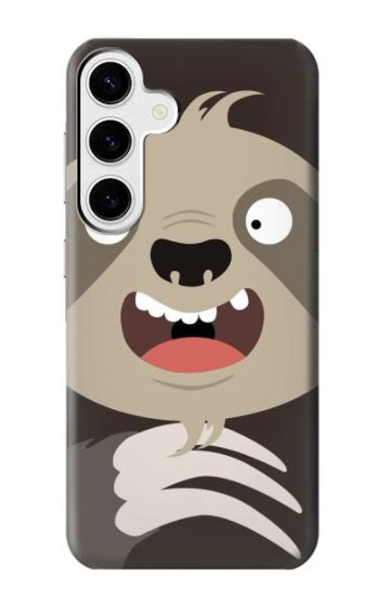 W3855 Sloth Face Cartoon Hülle Schutzhülle Taschen und Leder Flip für Samsung Galaxy S24 Plus