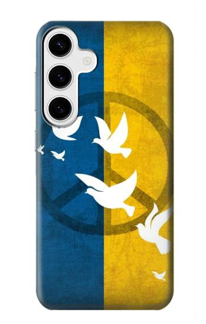 W3857 Peace Dove Ukraine Flag Hülle Schutzhülle Taschen und Leder Flip für Samsung Galaxy S24 Plus