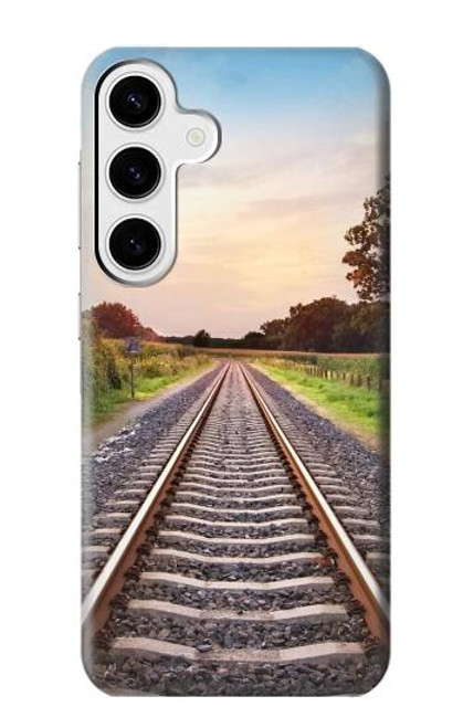 W3866 Railway Straight Train Track Hülle Schutzhülle Taschen und Leder Flip für Samsung Galaxy S24 Plus