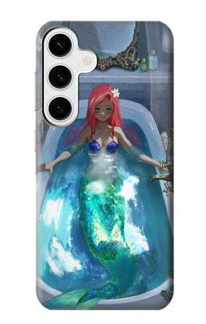 W3912 Cute Little Mermaid Aqua Spa Hülle Schutzhülle Taschen und Leder Flip für Samsung Galaxy S24 Plus