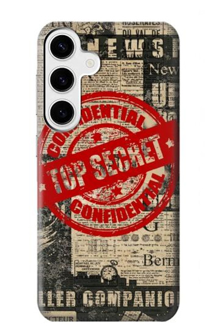 W3937 Text Top Secret Art Vintage Hülle Schutzhülle Taschen und Leder Flip für Samsung Galaxy S24 Plus