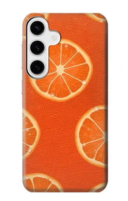 W3946 Seamless Orange Pattern Hülle Schutzhülle Taschen und Leder Flip für Samsung Galaxy S24 Plus