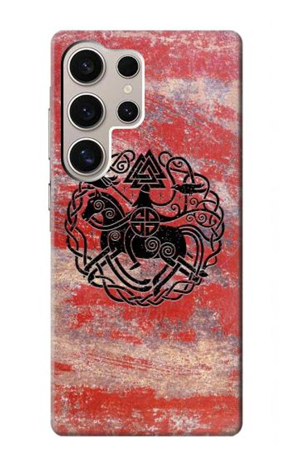 W3831 Viking Norse Ancient Symbol Hülle Schutzhülle Taschen und Leder Flip für Samsung Galaxy S24 Ultra