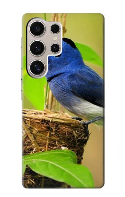 W3839 Bluebird of Happiness Blue Bird Hülle Schutzhülle Taschen und Leder Flip für Samsung Galaxy S24 Ultra
