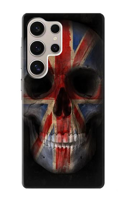 W3848 United Kingdom Flag Skull Hülle Schutzhülle Taschen und Leder Flip für Samsung Galaxy S24 Ultra