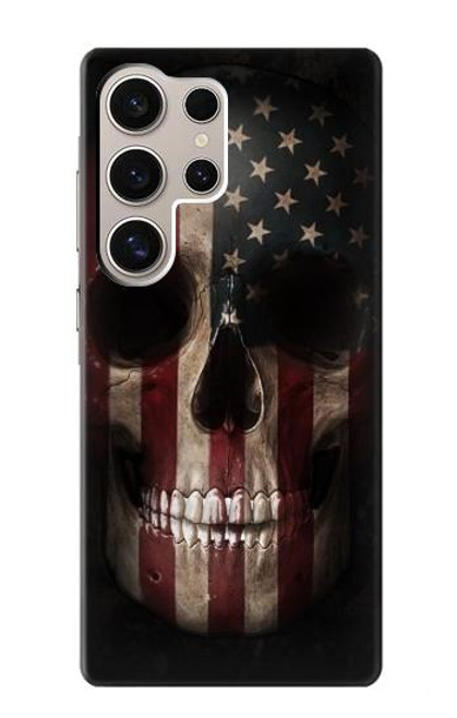 W3850 American Flag Skull Hülle Schutzhülle Taschen und Leder Flip für Samsung Galaxy S24 Ultra