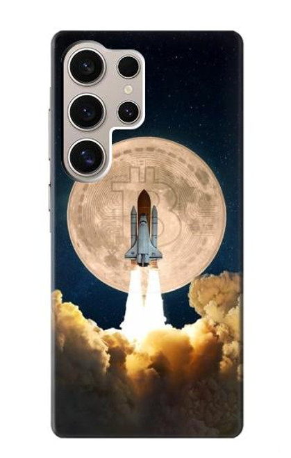 W3859 Bitcoin to the Moon Hülle Schutzhülle Taschen und Leder Flip für Samsung Galaxy S24 Ultra