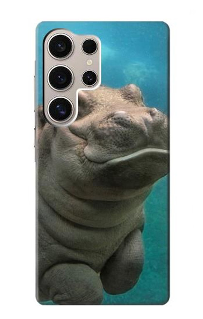 W3871 Cute Baby Hippo Hippopotamus Hülle Schutzhülle Taschen und Leder Flip für Samsung Galaxy S24 Ultra