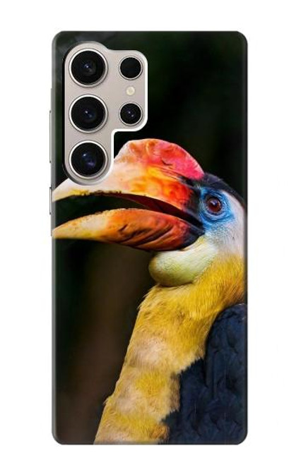 W3876 Colorful Hornbill Hülle Schutzhülle Taschen und Leder Flip für Samsung Galaxy S24 Ultra