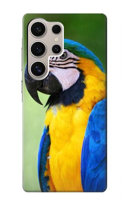 W3888 Macaw Face Bird Hülle Schutzhülle Taschen und Leder Flip für Samsung Galaxy S24 Ultra