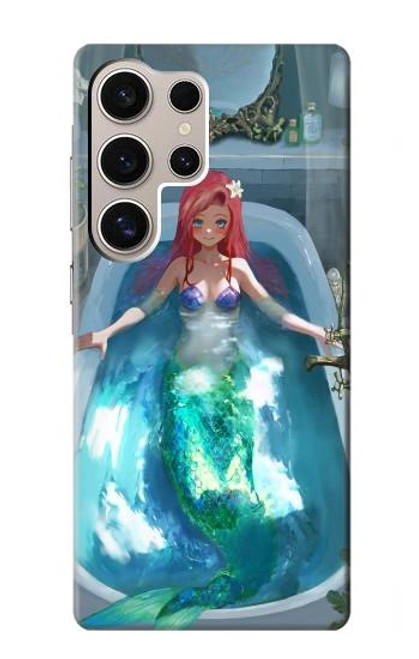 W3911 Cute Little Mermaid Aqua Spa Hülle Schutzhülle Taschen und Leder Flip für Samsung Galaxy S24 Ultra