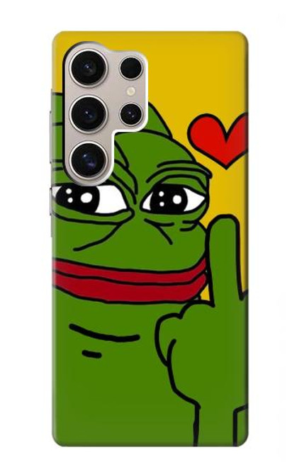 W3945 Pepe Love Middle Finger Hülle Schutzhülle Taschen und Leder Flip für Samsung Galaxy S24 Ultra