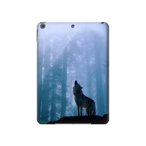W0935 Wolf Howling in Forest Tablet Hülle Schutzhülle Taschen für iPad 10.2 (2021,2020,2019), iPad 9 8 7