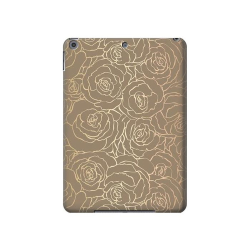 W3466 Gold Rose Pattern Tablet Hülle Schutzhülle Taschen für iPad 10.2 (2021,2020,2019), iPad 9 8 7