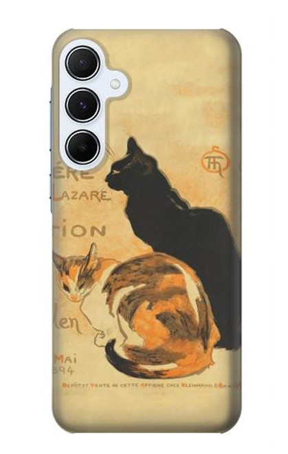 W3229 Vintage Cat Poster Hülle Schutzhülle Taschen und Leder Flip für Samsung Galaxy A55 5G