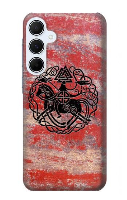 W3831 Viking Norse Ancient Symbol Hülle Schutzhülle Taschen und Leder Flip für Samsung Galaxy A55 5G