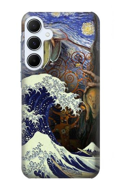W3851 World of Art Van Gogh Hokusai Da Vinci Hülle Schutzhülle Taschen und Leder Flip für Samsung Galaxy A55 5G