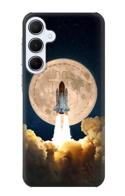 W3859 Bitcoin to the Moon Hülle Schutzhülle Taschen und Leder Flip für Samsung Galaxy A55 5G