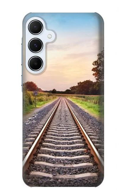 W3866 Railway Straight Train Track Hülle Schutzhülle Taschen und Leder Flip für Samsung Galaxy A55 5G