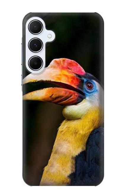 W3876 Colorful Hornbill Hülle Schutzhülle Taschen und Leder Flip für Samsung Galaxy A55 5G