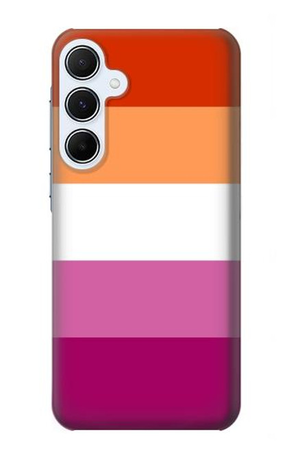 W3887 Lesbian Pride Flag Hülle Schutzhülle Taschen und Leder Flip für Samsung Galaxy A55 5G