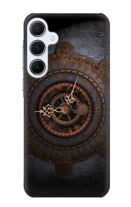 W3908 Vintage Clock Hülle Schutzhülle Taschen und Leder Flip für Samsung Galaxy A55 5G