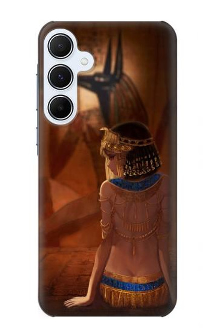 W3919 Egyptian Queen Cleopatra Anubis Hülle Schutzhülle Taschen und Leder Flip für Samsung Galaxy A55 5G