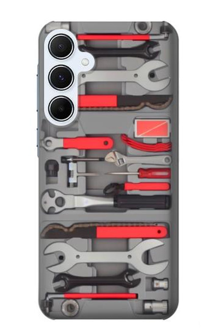 W3921 Bike Repair Tool Graphic Paint Hülle Schutzhülle Taschen und Leder Flip für Samsung Galaxy A55 5G