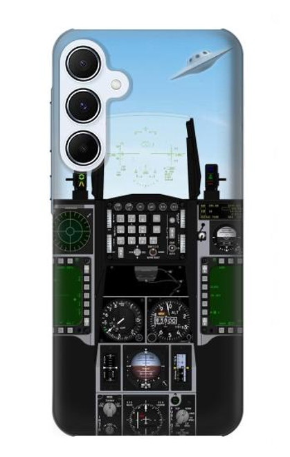 W3933 Fighter Aircraft UFO Hülle Schutzhülle Taschen und Leder Flip für Samsung Galaxy A55 5G