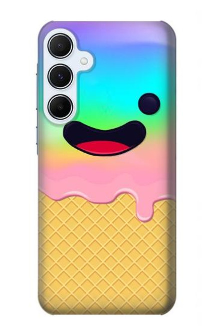 W3939 Ice Cream Cute Smile Hülle Schutzhülle Taschen und Leder Flip für Samsung Galaxy A55 5G