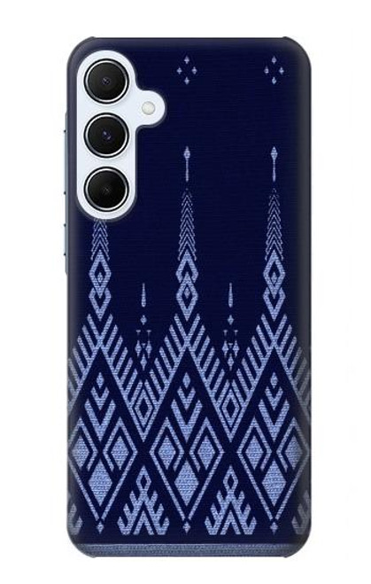 W3950 Textile Thai Blue Pattern Hülle Schutzhülle Taschen und Leder Flip für Samsung Galaxy A55 5G