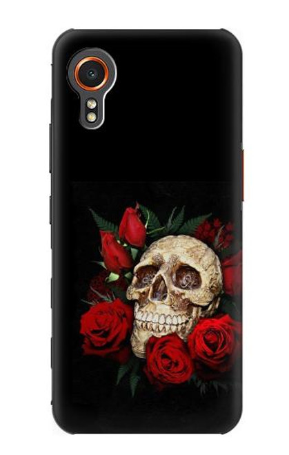 W3753 Dark Gothic Goth Skull Roses Hülle Schutzhülle Taschen und Leder Flip für Samsung Galaxy Xcover7