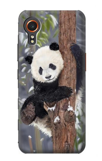 W3793 Cute Baby Panda Snow Painting Hülle Schutzhülle Taschen und Leder Flip für Samsung Galaxy Xcover7