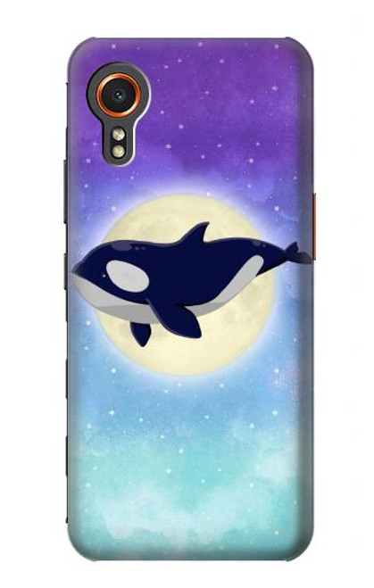 W3807 Killer Whale Orca Moon Pastel Fantasy Hülle Schutzhülle Taschen und Leder Flip für Samsung Galaxy Xcover7