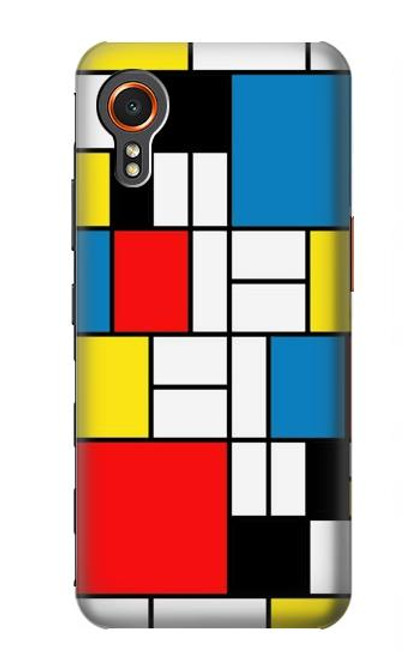 W3814 Piet Mondrian Line Art Composition Hülle Schutzhülle Taschen und Leder Flip für Samsung Galaxy Xcover7