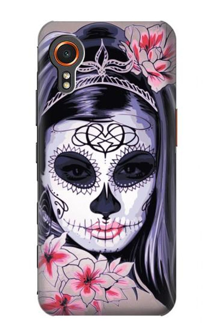 W3821 Sugar Skull Steam Punk Girl Gothic Hülle Schutzhülle Taschen und Leder Flip für Samsung Galaxy Xcover7