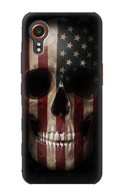 W3850 American Flag Skull Hülle Schutzhülle Taschen und Leder Flip für Samsung Galaxy Xcover7