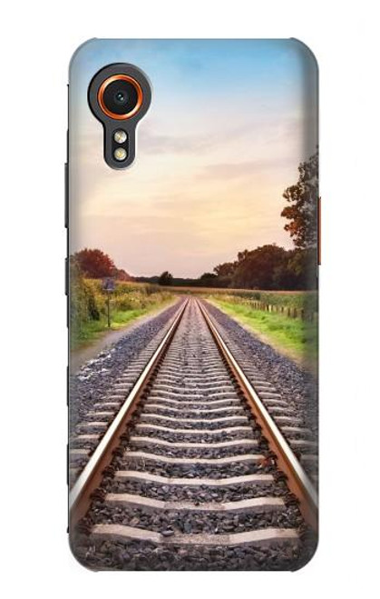 W3866 Railway Straight Train Track Hülle Schutzhülle Taschen und Leder Flip für Samsung Galaxy Xcover7