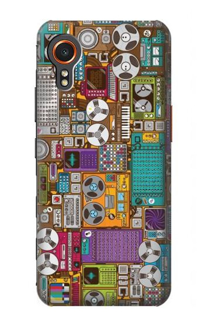 W3879 Retro Music Doodle Hülle Schutzhülle Taschen und Leder Flip für Samsung Galaxy Xcover7