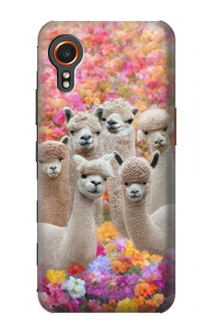 W3916 Alpaca Family Baby Alpaca Hülle Schutzhülle Taschen und Leder Flip für Samsung Galaxy Xcover7