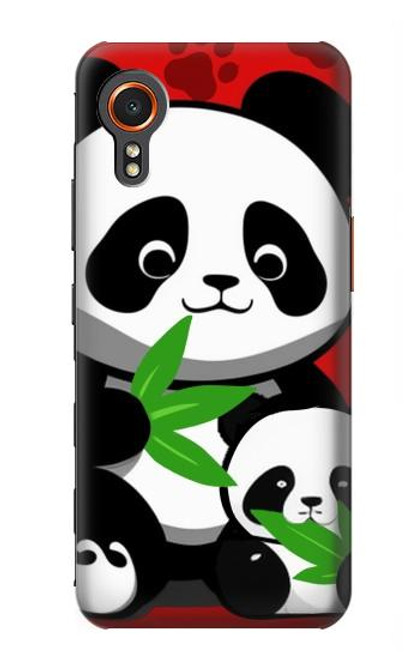 W3929 Cute Panda Eating Bamboo Hülle Schutzhülle Taschen und Leder Flip für Samsung Galaxy Xcover7