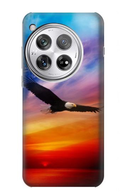 W3841 Bald Eagle Flying Colorful Sky Hülle Schutzhülle Taschen und Leder Flip für OnePlus 12