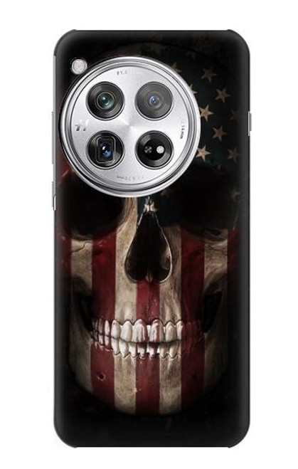 W3850 American Flag Skull Hülle Schutzhülle Taschen und Leder Flip für OnePlus 12