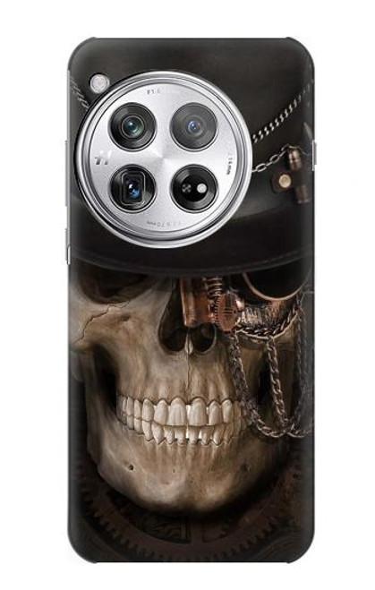 W3852 Steampunk Skull Hülle Schutzhülle Taschen und Leder Flip für OnePlus 12