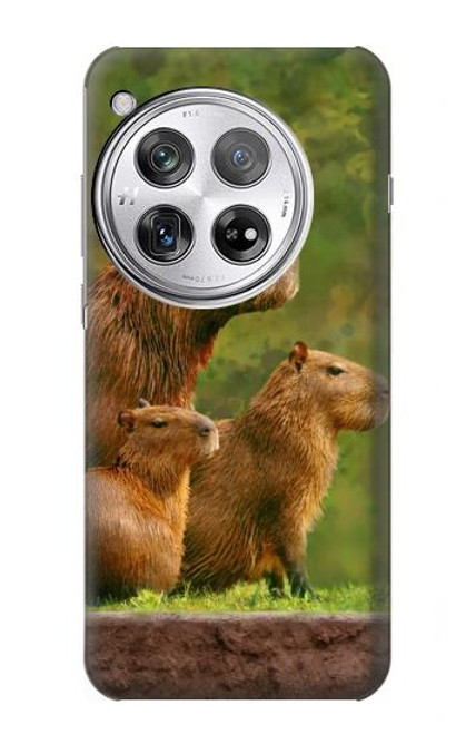 W3917 Capybara Family Giant Guinea Pig Hülle Schutzhülle Taschen und Leder Flip für OnePlus 12